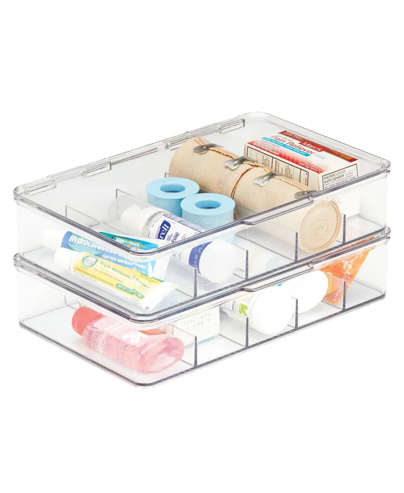 MDesign Plastic Divided First Aid Box Kit, 5 Sections/Hinge Lid, 2