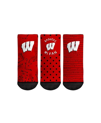 Toddler Boys and Girls Rock Em Socks Wisconsin Badgers #1 Fan 3-Pack Crew Socks Set