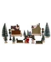 Kurt Adler 5" Battery Operated Lit Christmas Village 17 Piece Set