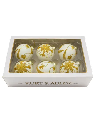 Kurt Adler 80mm Balls with Beads, 6 Piece Set