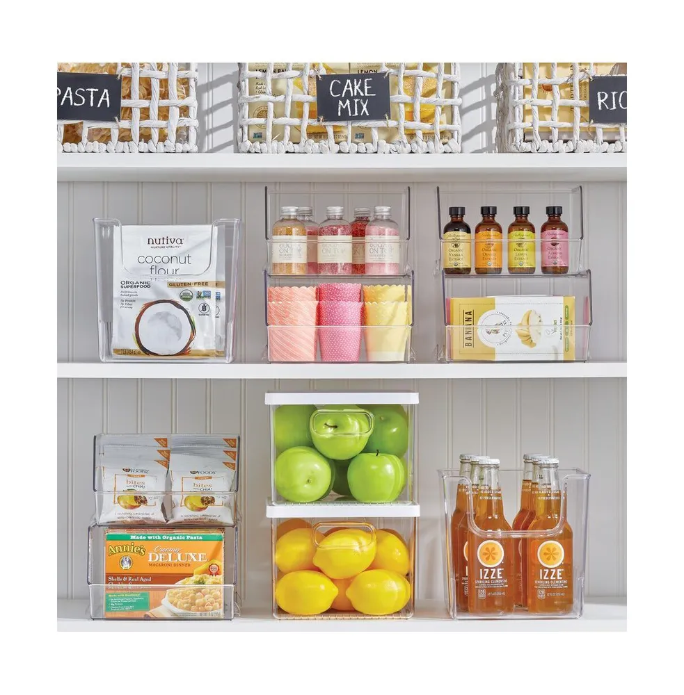 mDesign Plastic Food Storage Organizer Bin for Kitchen, 8" Wide - 4 Pack - Clear