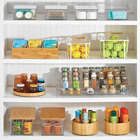 mDesign Plastic Stackable Kitchen Storage Organizer with Drawer - 4 Pack, Clear