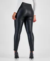 Bar Iii Women's Faux-Leather Double-Zip Leggings, Created for Macy's