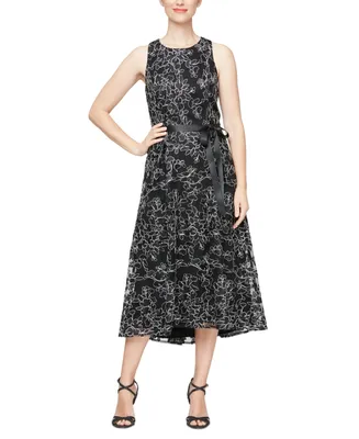 Alex & Eve Embroidered High-Low Midi Dress