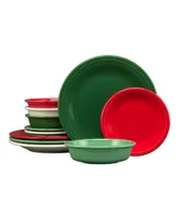 Fiesta Christmas Mixed Colors 12-Pc Classic Dinnerware Set, Service for 4