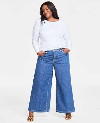 On 34th Plus High-Rise Wide-Leg Jeans, Created for Macy's