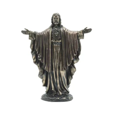Fc Design 12"H Bronze Sacred Heart of Jesus with Open Arms Statue Holy Figurine Religious Decoration Home Decor Perfect Gift for House Warming, Holida