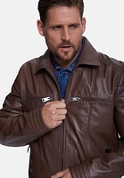 Furniq Uk Men's Fashion Leather Jacket, Nappa Chocolate Brown