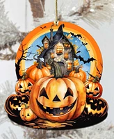 Designocracy Holiday Wooden Ornaments Haunted House Home Decor G. DeBrekht