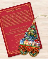 Designocracy Santa's Train Christmas Wooden Ornaments Holiday Decor Set of 3 G. DeBrekht