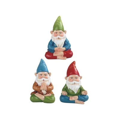Fc Design 3-pc Miniature Yoga Garden Gnome Figurine Set 2.25"H Fantasy Decoration Home Decor Perfect Gift for House Warming, Holidays and Birthdays