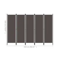 vidaXL 5-Panel Room Divider Anthracite 98.4"x70.9"