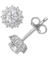 Diamond Halo Stud Earrings (1/2 ct. t.w.) in 14k White Gold