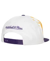 Men's Mitchell & Ness White Los Angeles Lakers Hot Fire Snapback Hat