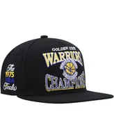 Men's Mitchell & Ness Black Golden State Warriors Hardwood Classics Soul Champions Era Diamond Snapback Hat