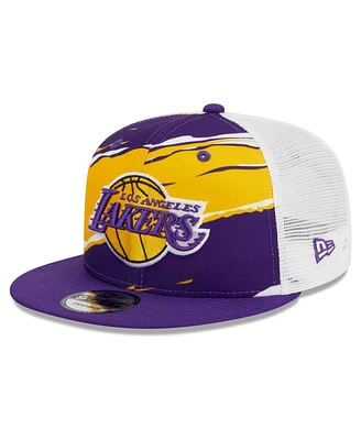Men's New Era Purple, White Los Angeles Lakers Tear Trucker 9FIFTY Adjustable Hat
