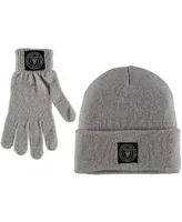 Women's ZooZatz Heathered Gray Inter Miami Cf Cuffed Knit Hat and Gloves Set