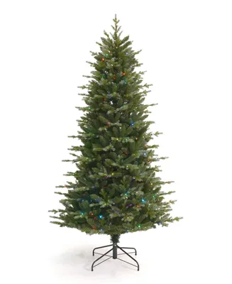 Seasonal The Bluffton Pine 7' Pe, Pvc Tree, 2289 Tips, 350 Rgbw Lights, Metal Stand, Ez-Connect