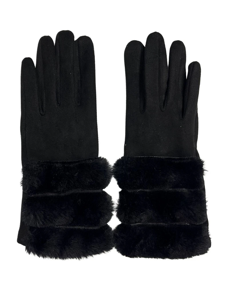 Marcus Adler Faux Fur Cuff Suede Touchscreen Glove