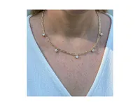 Rivka Friedman Dangling Cubic Zirconia Paperclip Chain Link Necklace