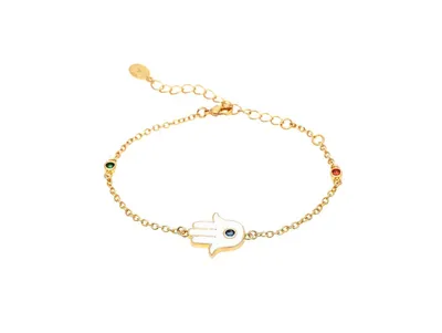 Rivka Friedman Multi Color Hamsa Chain Bracelet