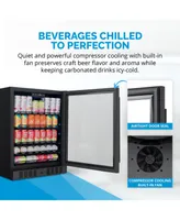 Newair 24" Beverage Refrigerator Cooler, 177 Can Black Stainless Steel with Triple-Layer Tempered Glass Door, Built