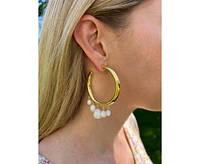 Rivka Friedman Pearl Dangle Hoop Earrings