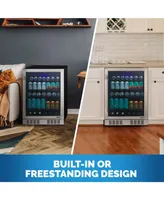 Newair 24" Built-in or Freestanding 177 Can Beverage Fridge in Stainless Steel with Precision Digital Thermostat, Adjustable Shelves, and Triple
