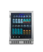 Newair 24" Built-in or Freestanding 177 Can Beverage Fridge in Stainless Steel with Precision Digital Thermostat, Adjustable Shelves, and Triple