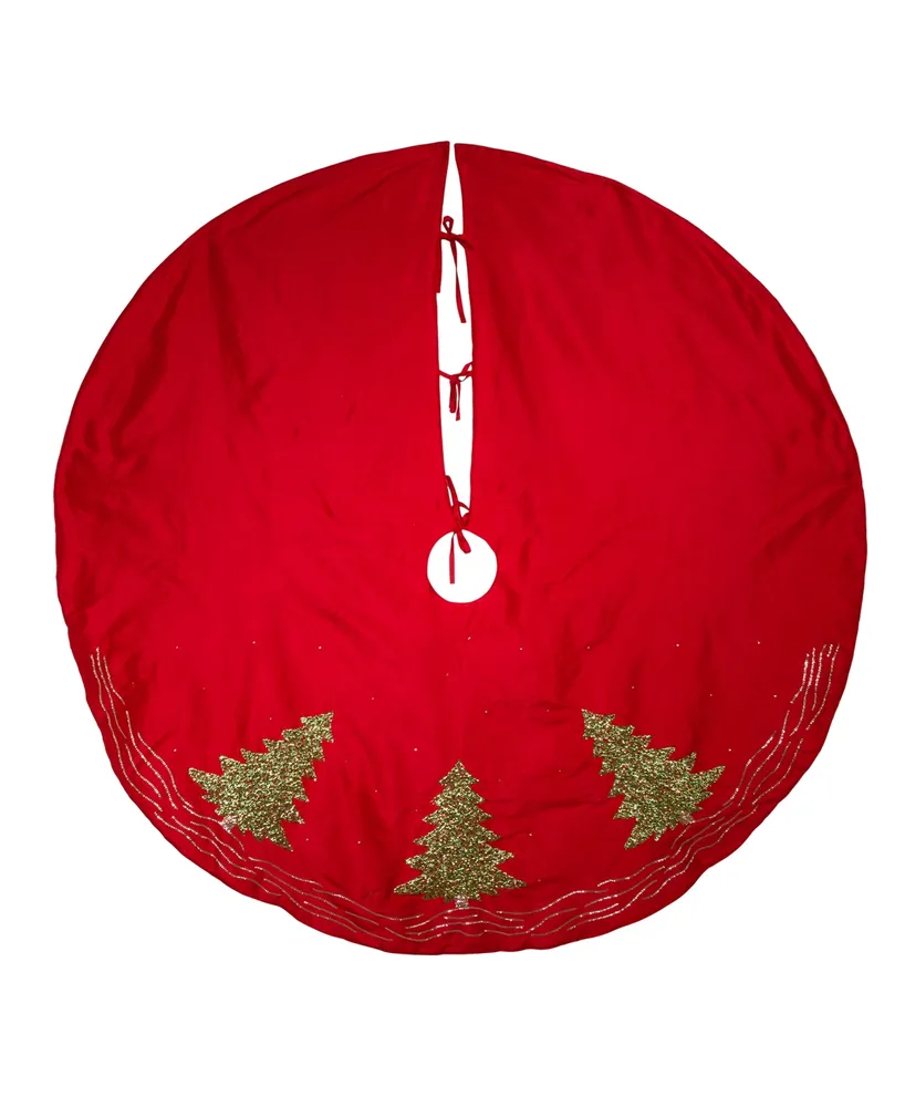 Kurt Adler 60" Tree Skirt with Embroidered Tree Design - Multi