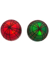 Kurt Adler 80 mm Plaid Glitter Balls, 6 Piece Set