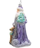 Kurt Adler 7" Bellissimo Glass Periwinkle Santa Ornament