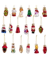 Kurt Adler 2-2.5" Mini Christmas Shape Glass Ornaments, 18 Piece Set