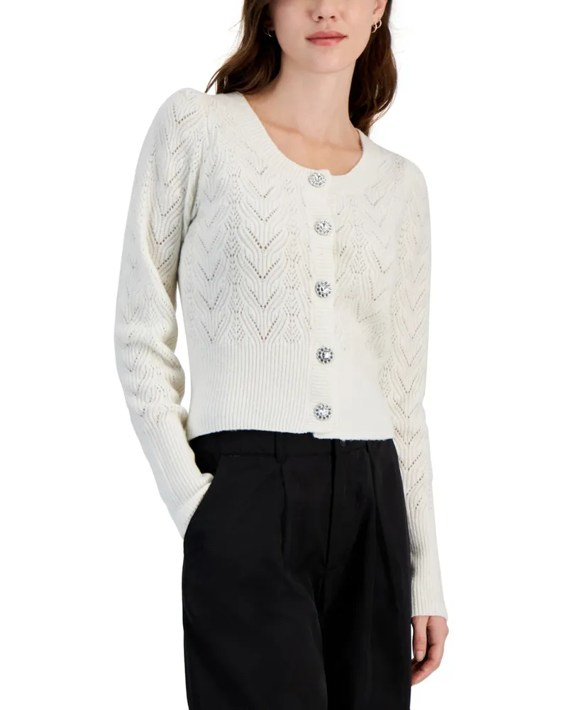 Pointelle Button Up Cardigan