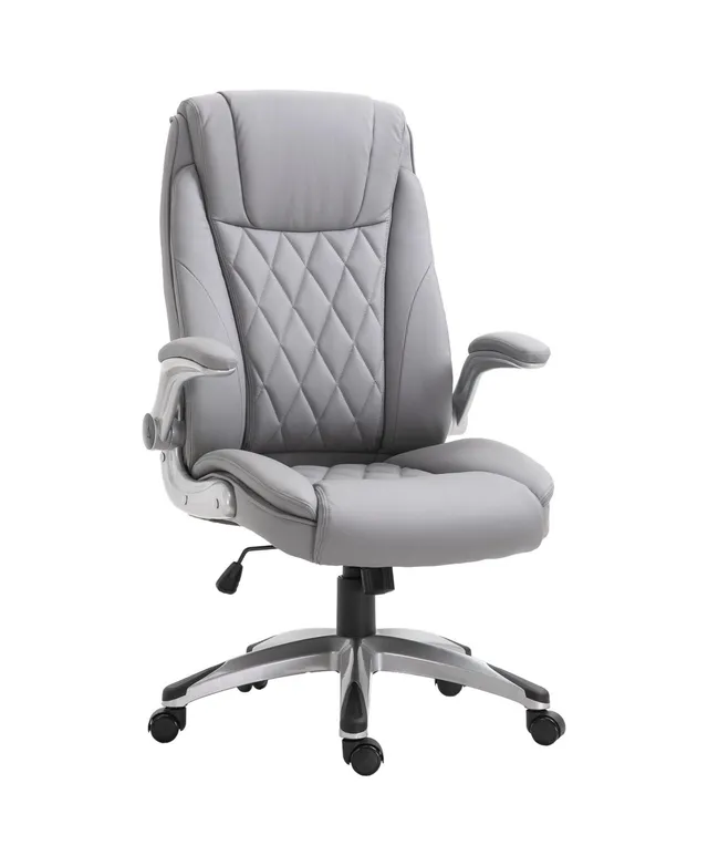 Vinsetto Reclining Office Chair Swivel Chair Footrest Linen-Feel Light Grey