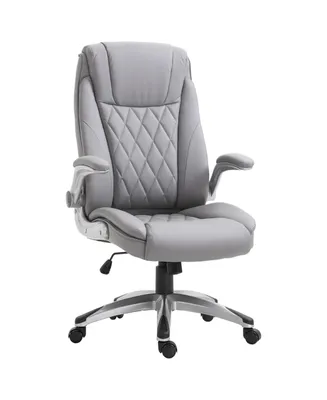 Vinsetto Office Chair Pu Leather Rocker with Liftable Armrest for Home, Grey