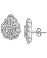 Diamond Teardrop Cluster Stud Earrings (1-1/2 Ct. t.w.) in 10k White Gold