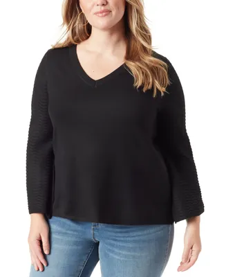 Jessica Simpson Trendy Plus Size Marietta Bell-Sleeve Sweater