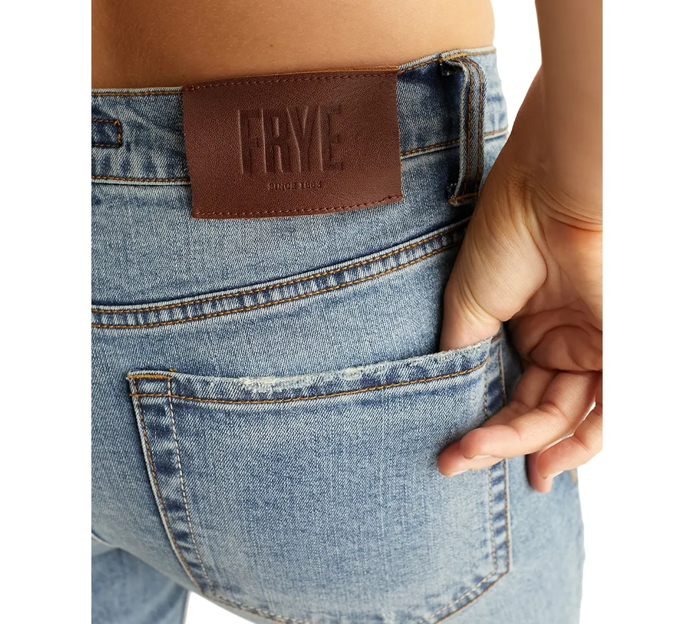 Frye Women's Destructed Embroidered Straight-Leg Denim Jeans