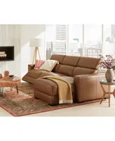 Nevio 39" Leather Power Recliner and Headrest, Created For Macy's