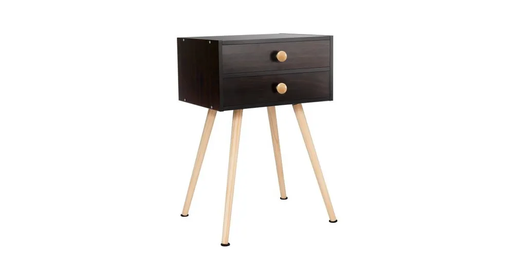 Mid Century Modern 2 Drawers Nightstand