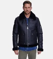 Furniq Uk Men's Shearling Belted Pilot Jacket