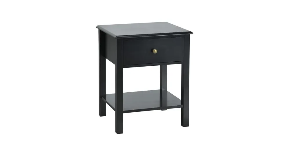 Nightstand End Table with Drawer and Shelf