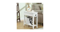 2 Tier End Bedside Sofa Side Table Narrow Nightstand-White