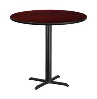 Emma+Oliver 42" Round Laminate Table Top With 33"X33" Bar Height Table Base