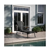 Emma+Oliver Braelin Textilene Adjustable 5 Position Patio Chaise Lounge With Armrests And Metal Frame