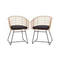 Emma+Oliver Ari Set Of Two All-Weather Faux Rattan Rope Chairs With Padded Cushions For Indoor And Outdoor Use