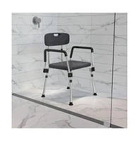 Emma+Oliver 300 Lb. Capacity Quick Release Back & Arm Shower Chair