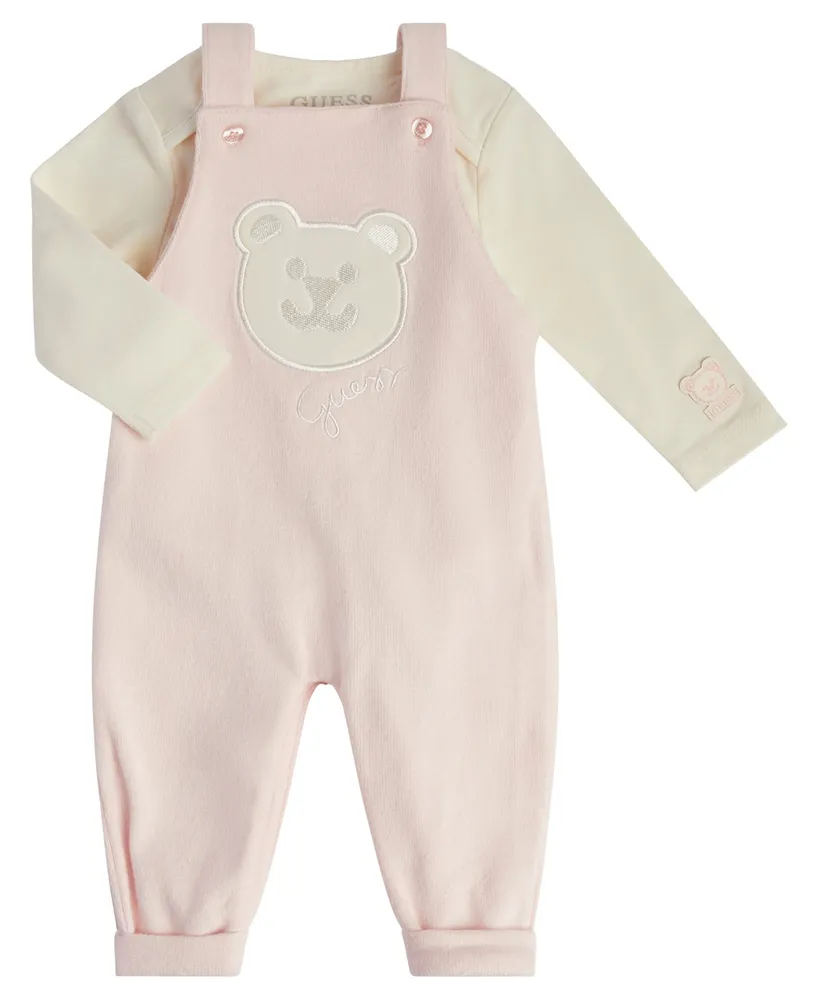 Guess Baby Girls Bodysuit and Heavy Knit Jersey Overall, 2 Piece Set