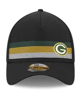 Men's New Era Black Green Bay Packers Flawless Stripe 39THIRTY Flex Hat